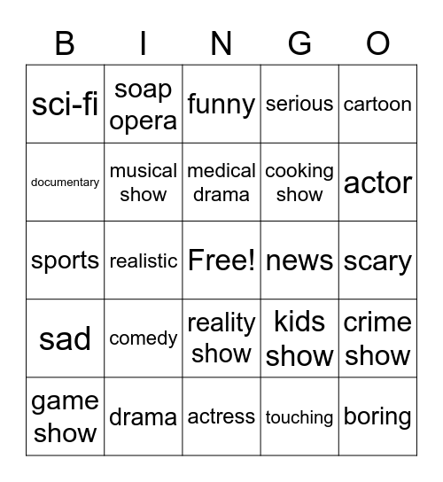 Television Bingo Card