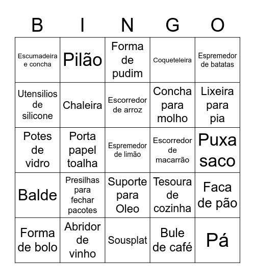 BINGO CHÁ BAR BIANCA E EMERSON Bingo Card