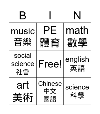 BG5L3 VOC Bingo Card