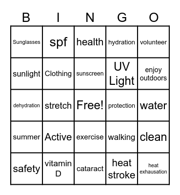Summer Bingo Card