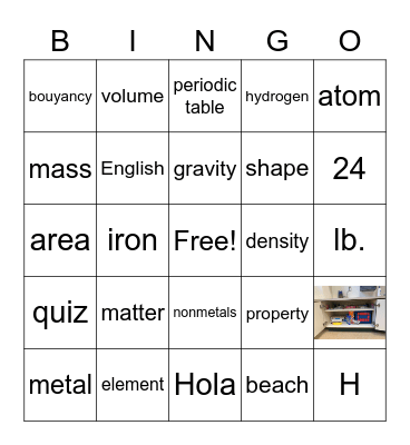 Properties of Matter Vocab. Bingo Card