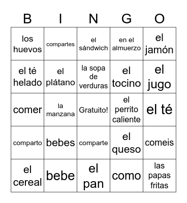 Capitulo 3A  Bingo Card