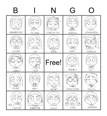 Feelings Bingo Card