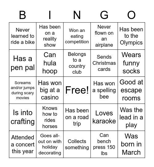Game #2 Bingo Card
