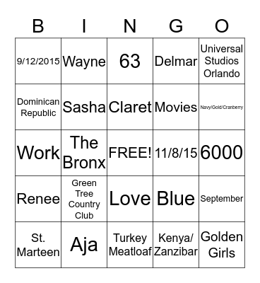 Ebony's Shower Bingo  Bingo Card
