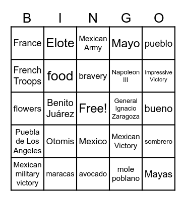 HACE's 5 de Mayo Bingo Card