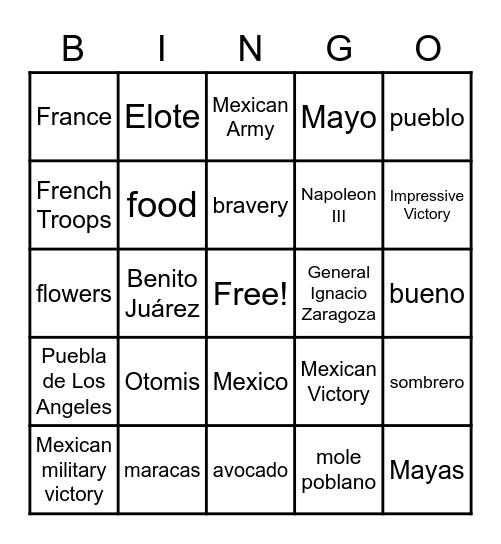 HACE's 5 de Mayo Bingo Card