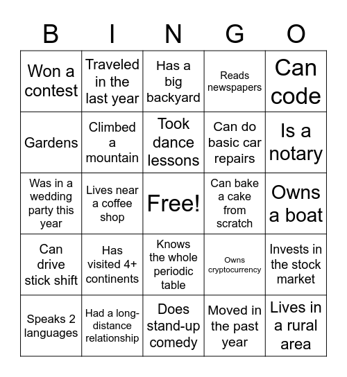 Game #4 Bingo Card