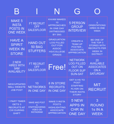 STAFFING BINGO Card