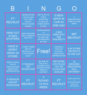 STAFFING BINGO Card