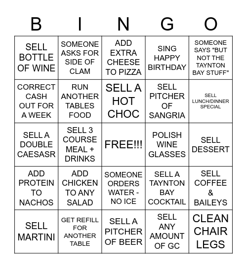 SERVER BINGO Card