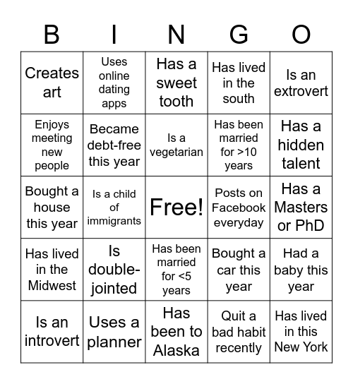 Game #7 Bingo Card