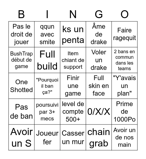 Bingo OFA Bingo Card