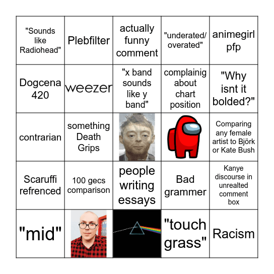 RYM comment Bingo Card