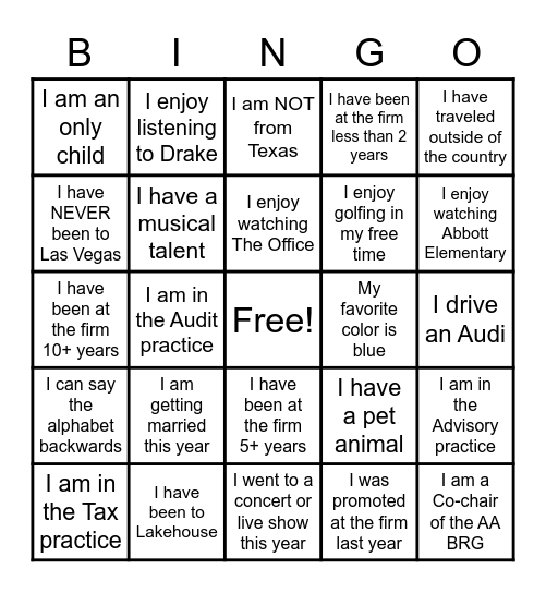 Houston AA BRG Bingo Card