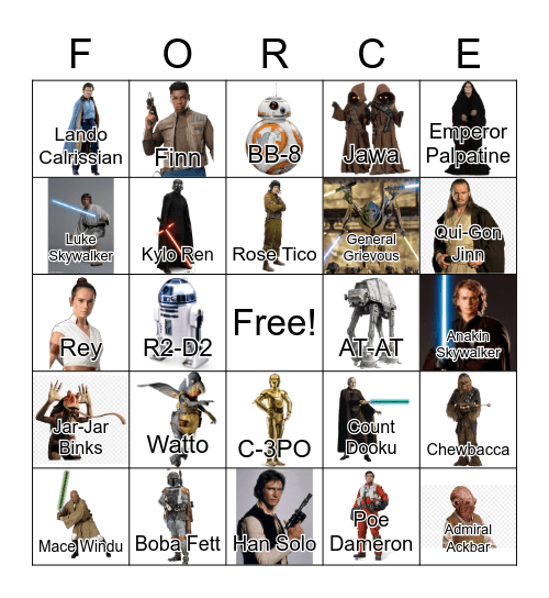 Star Wars Bingo Card