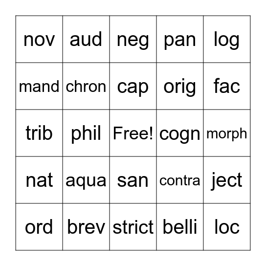 GLR Bingo Card