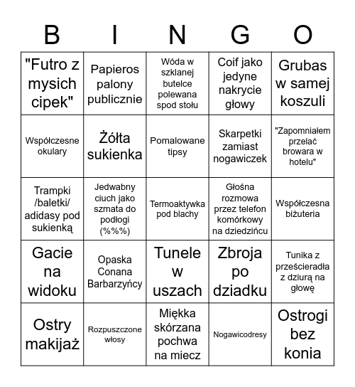 JEDWABISTE BINGO MIĘDZYLESKIE Bingo Card