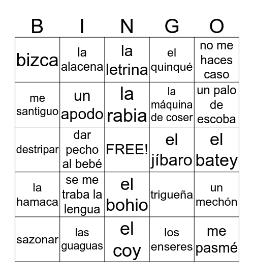 Cuando era Puertorriqueña Bingo Card