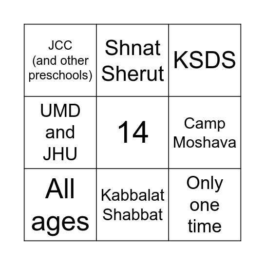 Shinshinim goodbye Bingo Card
