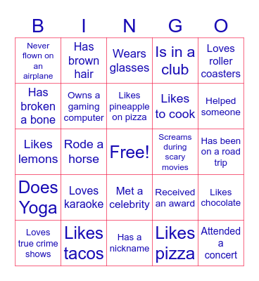Get to Know You Bingo Card
