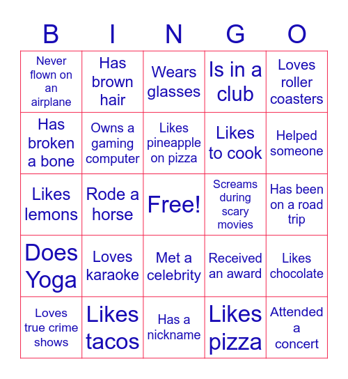 Get to Know You Bingo Card