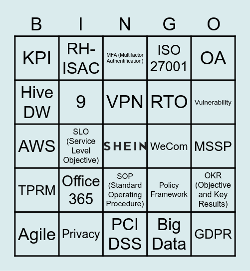 STL Bingo Card