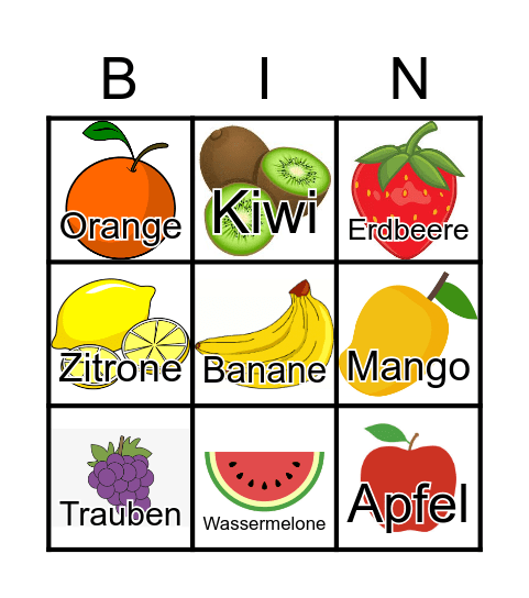 Obst Bingo Card