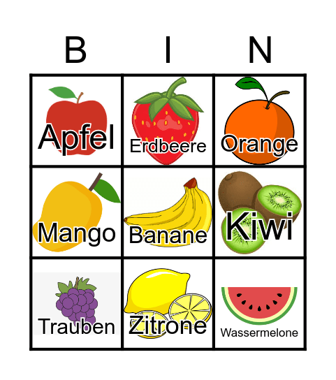 Obst Bingo Card