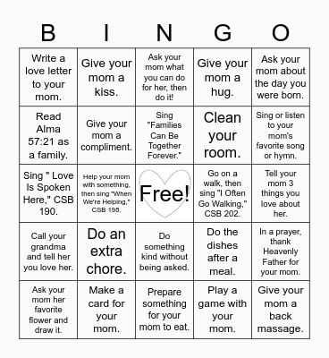 Primary Bingo: Mother's Day Edition Bingo Card