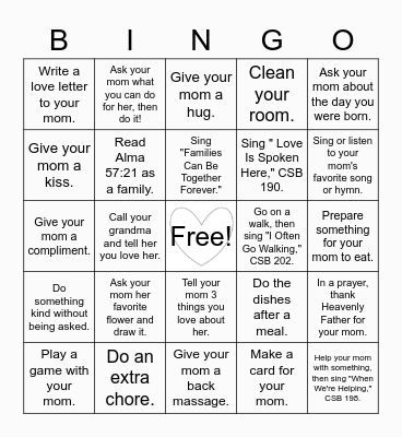 Primary Bingo: Mother's Day Edition Bingo Card