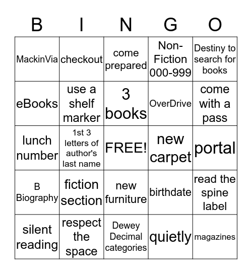 Library BINGO Card