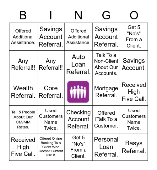 Referral Bingo 2. Bingo Card