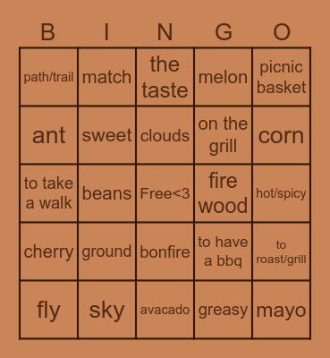 El Aire Libre Bingo Card
