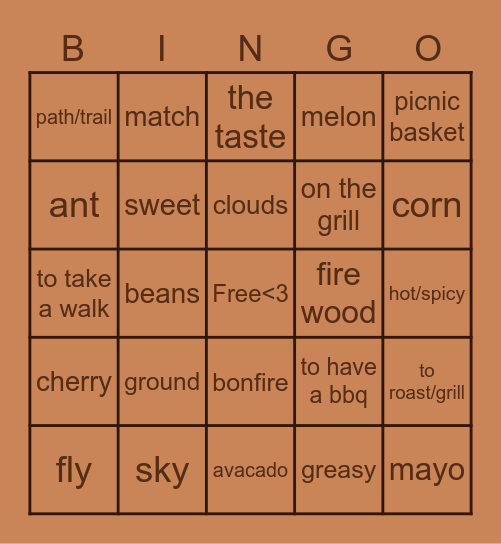 El Aire Libre Bingo Card