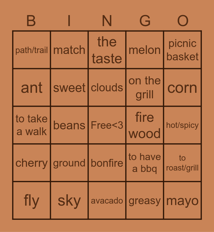 El Aire Libre Bingo Card 