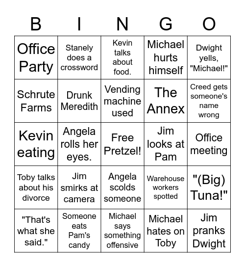 the office Bingo Card