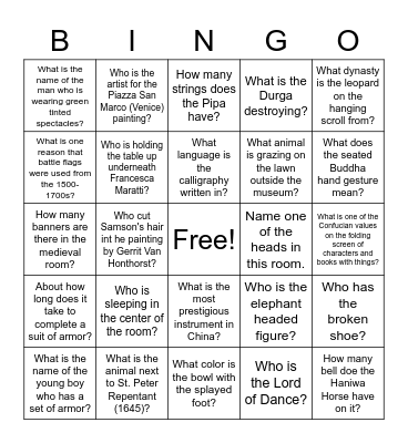 ART MUSEUM BINGO Card