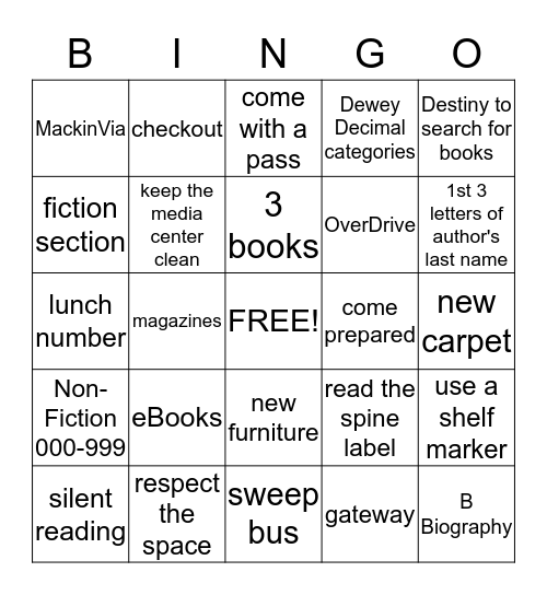 Library BINGO Card