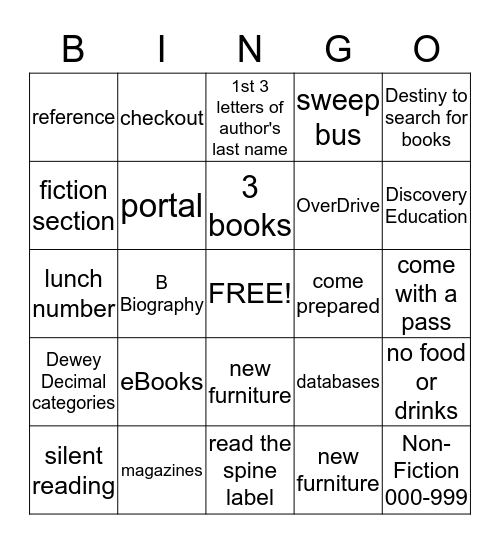 Library BINGO Card