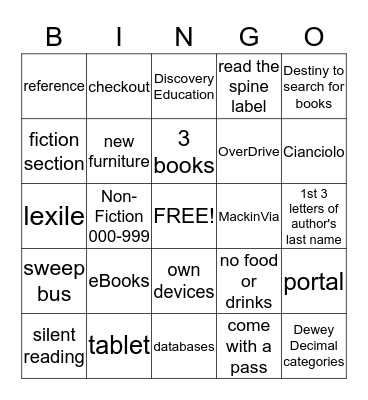 Library BINGO Card