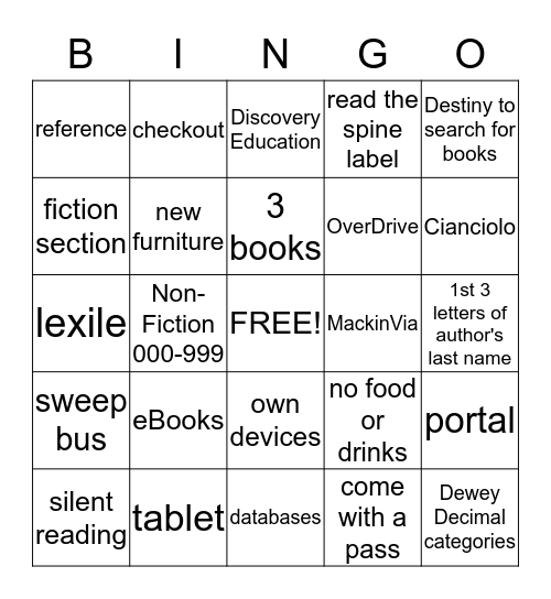 Library BINGO Card