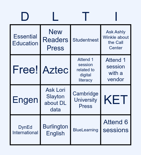 DLTI Symposium 2022 Bingo Card