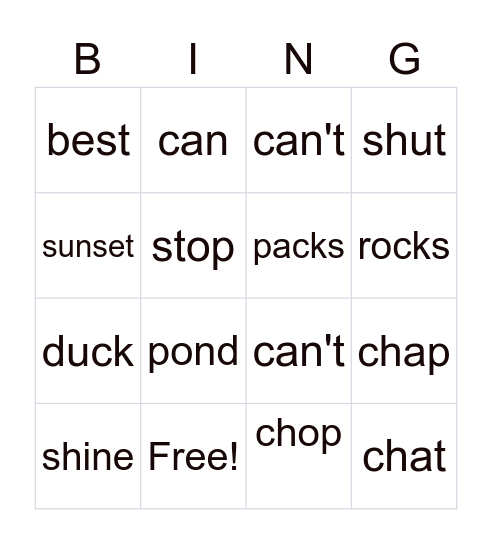 LET'S PLAY BINGO!! Bingo Card