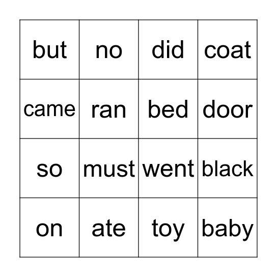 K Block 6 Bingo Card