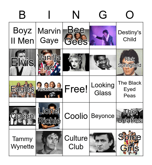 Decades of Music Bingo Card