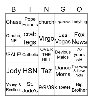 Barb's Bingo Card