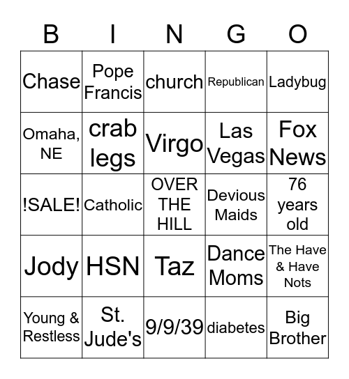 Barb's Bingo Card