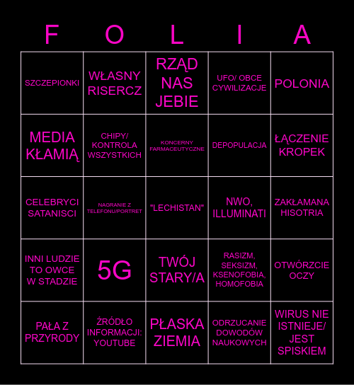 Foliarskie bingo Card