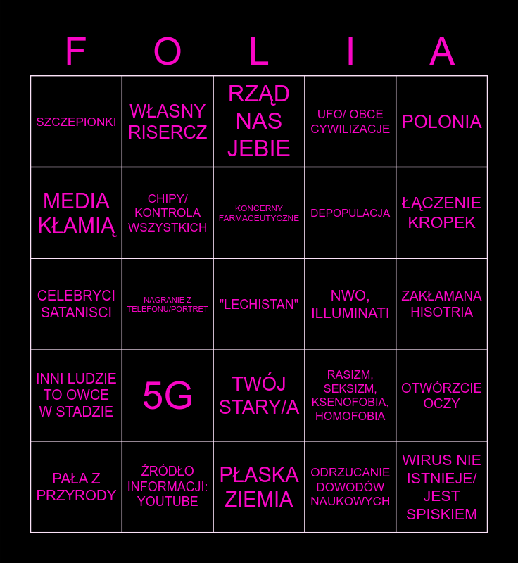 Foliarskie bingo Card